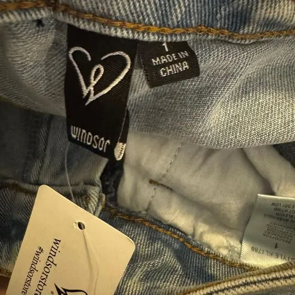 Windsor She Glistens High-Rise Rhinestone Side Fringe Denim Jeans Size 1 - Picture 6 of 7